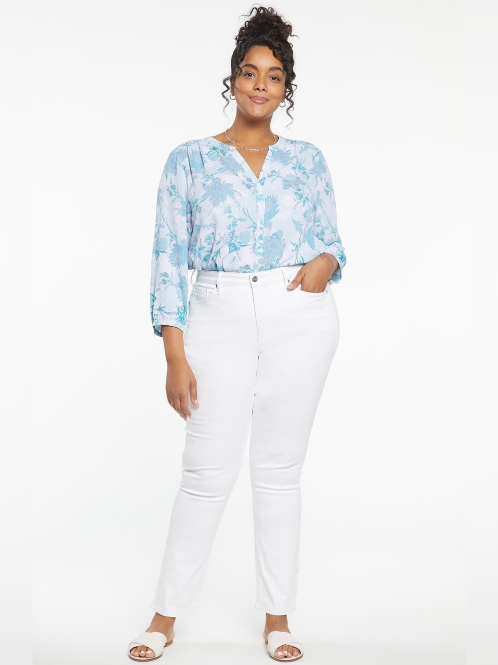 NYDJ White Sheri Slim Ankle High-Rise Jeans